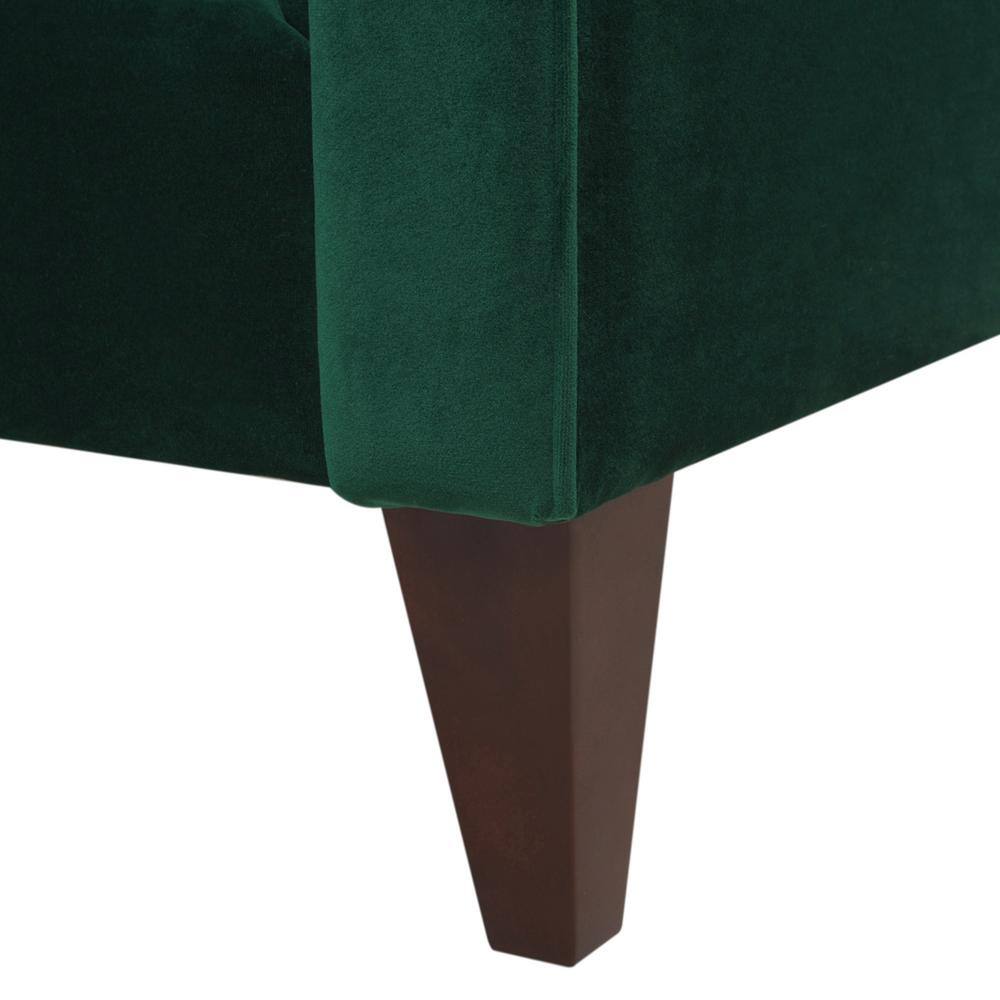Evergreen Velvet Chesterfield Sofa with Tufted Detail and Wood Frame