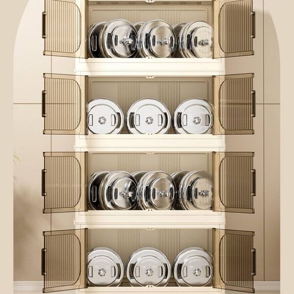 Seafuloy White 40.55 in. H 4 Tiers Folding Collapsible Storage