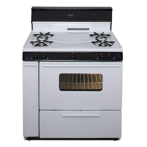 36 in. 3.91 cu. ft. Freestanding Gas Range in White with Black Trim