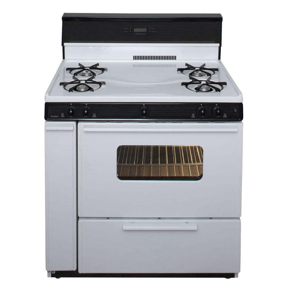 36 in. 3.91 cu. ft. Freestanding Gas Range in White with Black Trim