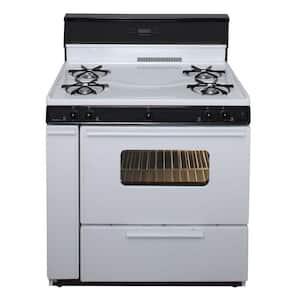 36 in. 3.91 cu. ft. Freestanding Gas Range in White with Black Trim