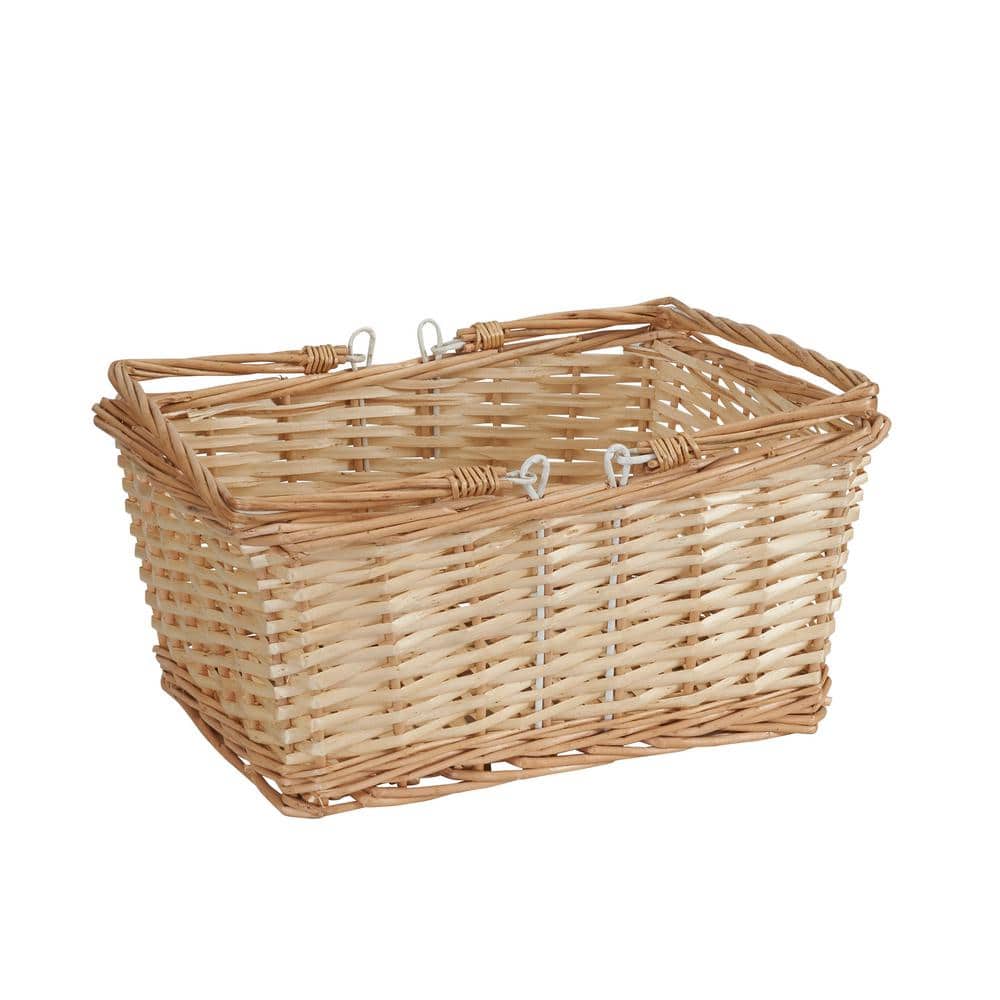 Natural Wicker Rectangular Storage Basket with Handles