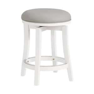Ellie 25 in. White Counter Height Backless Wood Stool with Cushioned Seat