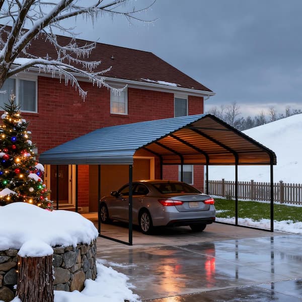 20 ft. x 20 ft. Outdoor Galvanized Steel Carport, Heavy Duty Metal Garage Canopy Car Tent Storage Shed for Car and Truck