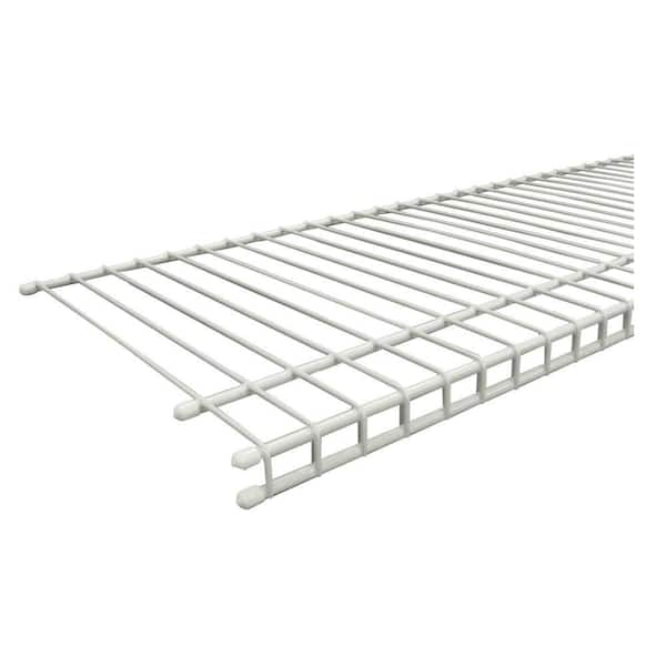 White Ventilated Wire Shelf 4718, 8 Inch Deep Wire Closet Shelving