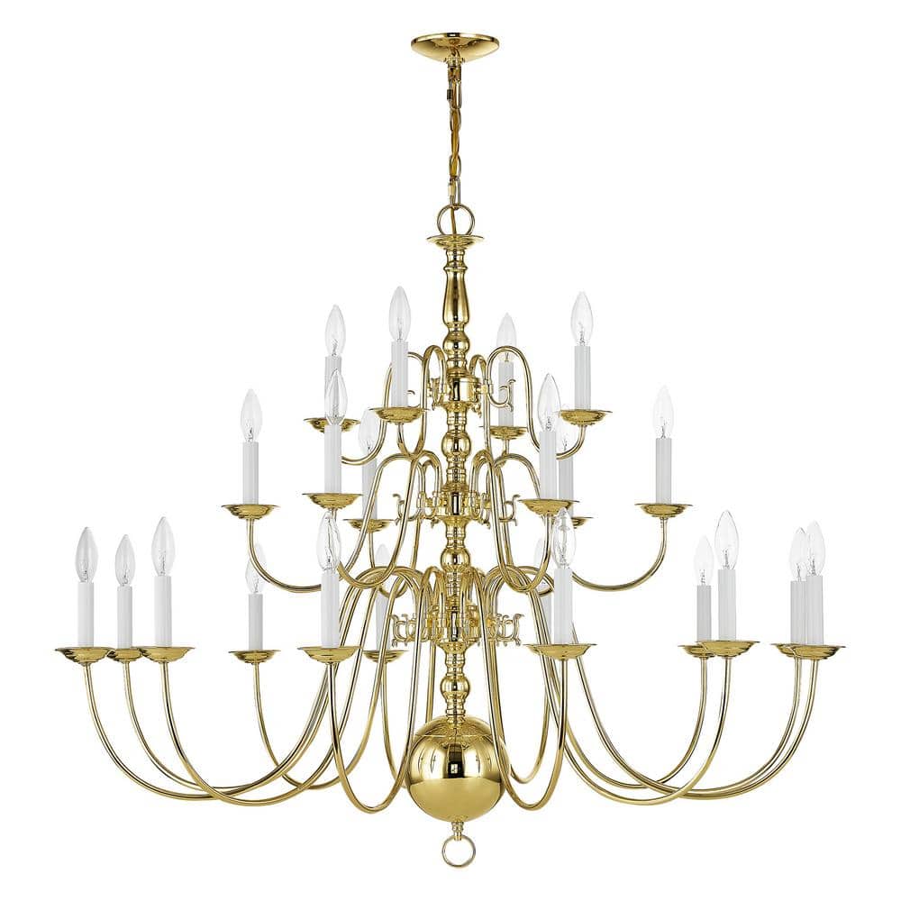 Williamsburgh Classic Elegance 22-Light Polished Brass Chandelier