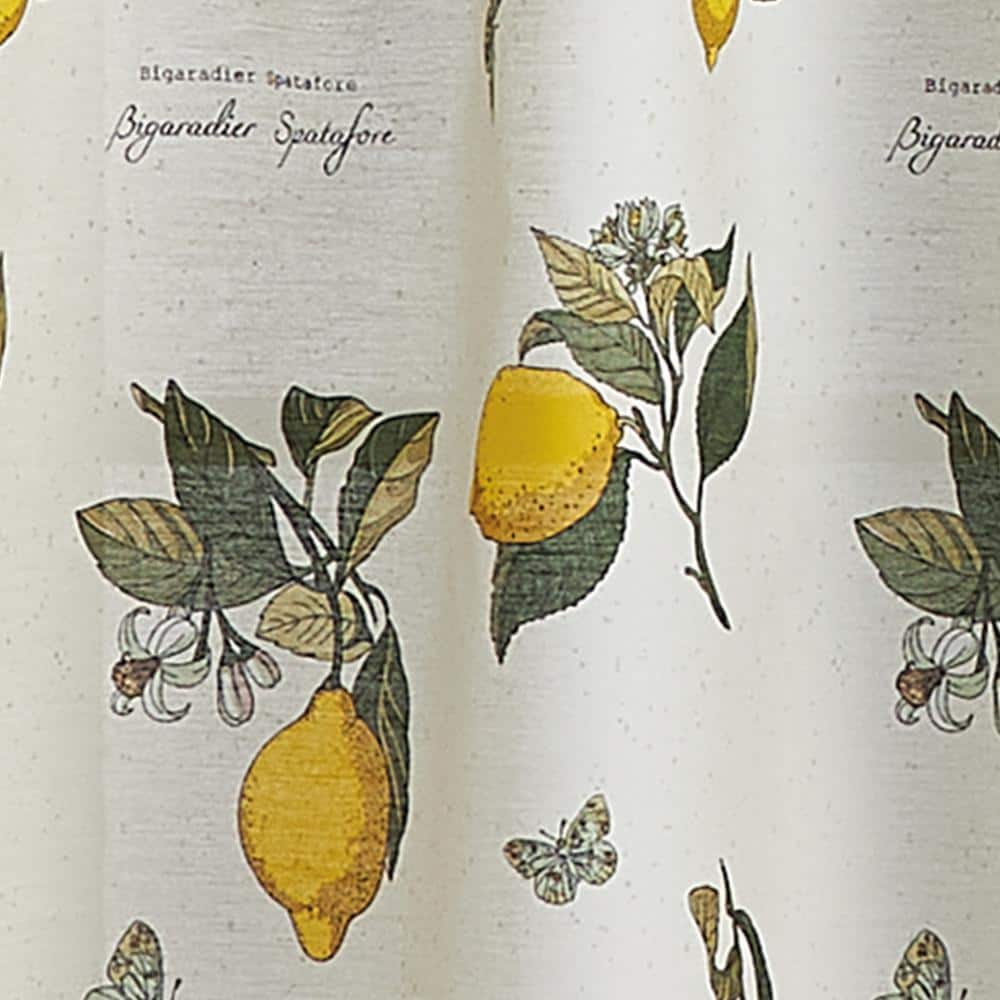 Vintage Lemon Print Cotton Polyester Light Filtering Valance and Tier Set