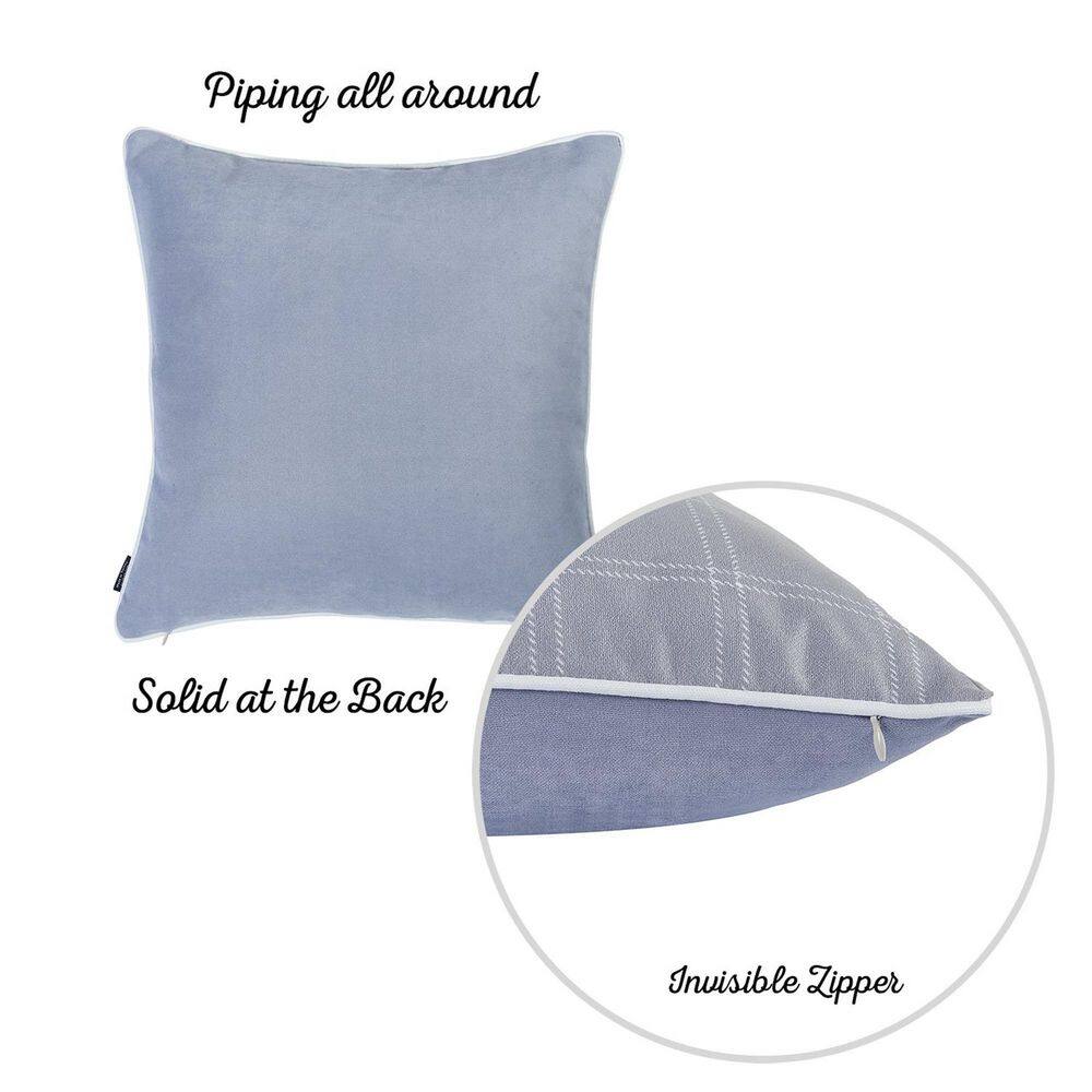 Gray Plaid Polyester Euro Throw Pillow Cover 18x18