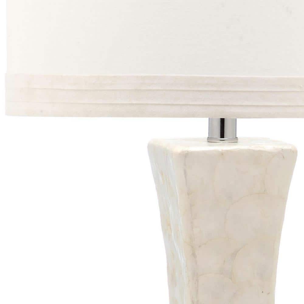 Shelley 22" White Concave Table Lamp with Capiz Shell Detail