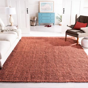 Natural Fiber Rust 10 ft. x 10 ft. Woven Crosstitch Square Area Rug