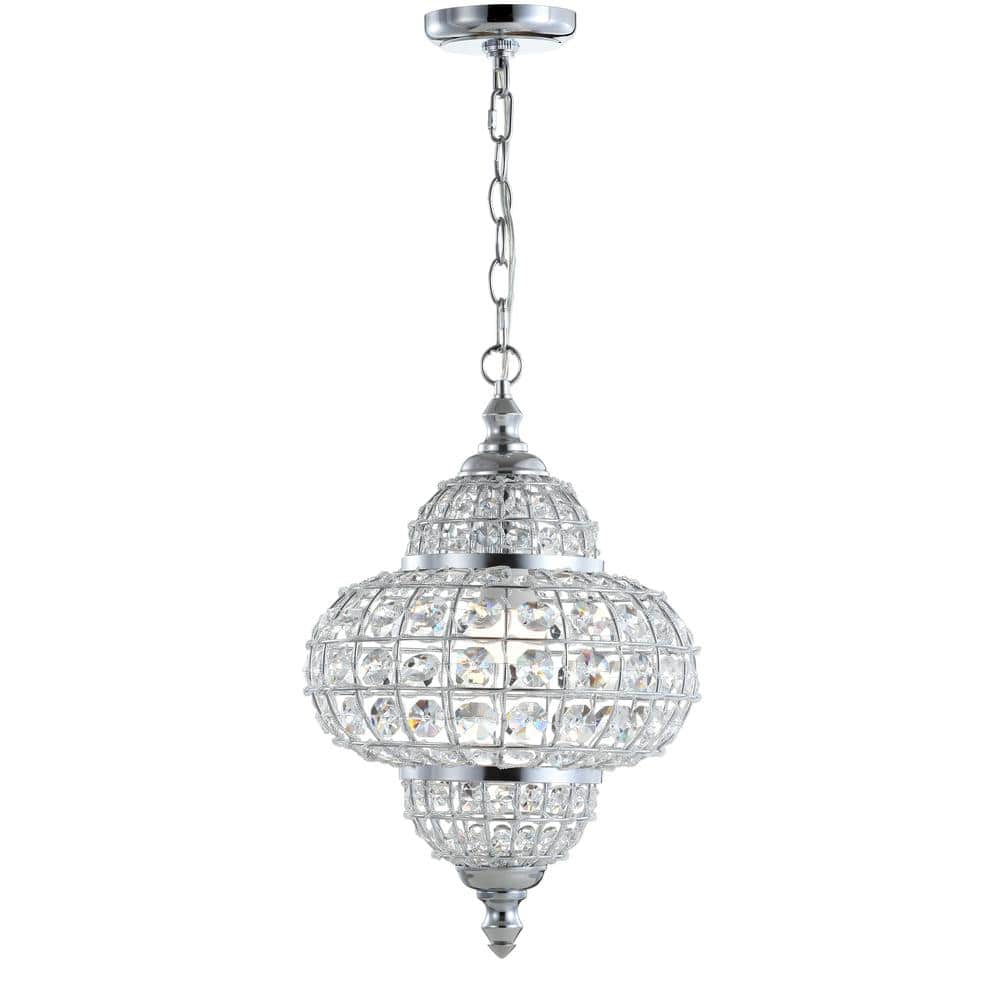 Juliette 19.5" Chrome and Crystal Modern LED Pendant Light