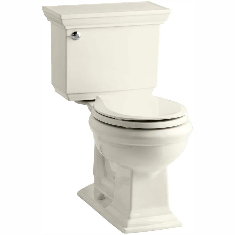 KOHLER Memoirs 12 in. Rough In 2-Piece 1.28 GPF Single Flush Round Toilet in Biscuit Seat Not Included