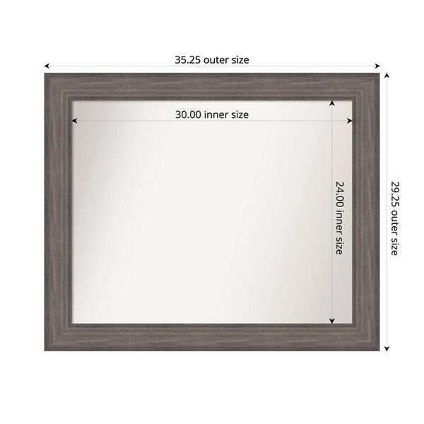 Amanti Art Country Barnwood 35.25 in. x 29.25 in. Custom Non-Beveled Wood Framed Bathroom Vanity Wall Mirror