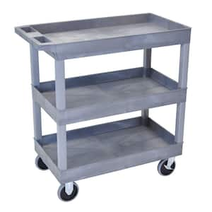 18 in. x 35 in. 3-Tub Shelf Utility Cart, Gray