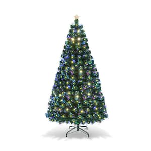 7 ft. Pre-Lit Artificial Christmas Tree Fiber Optic with 280 LED Lights and Top Star