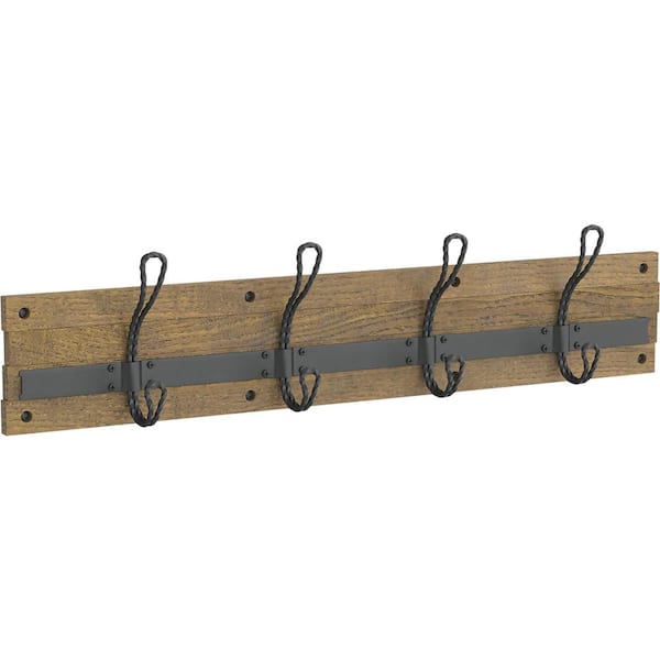 Home Decorators Collection Rustic 27 in. L Brown and Black Hook Rail