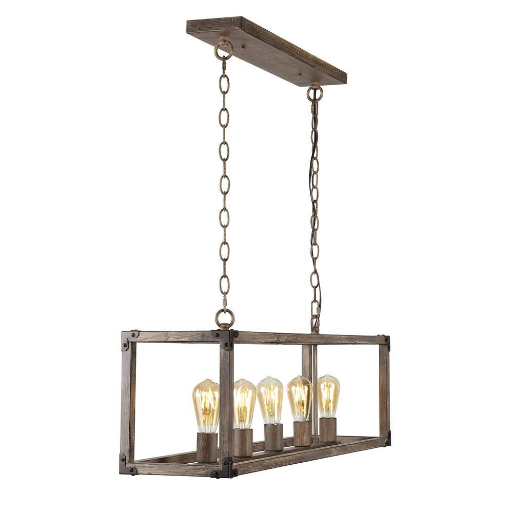 Magnolia Rustic 36" 5-Light Farmhouse LED Pendant in Oil-Rubbed Bronze