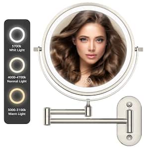 8 in. W x 8 in. H Lighted Magnifying Wall Makeup Mirror Rechargeable Makeup Mirror In Nickel 1 Pack