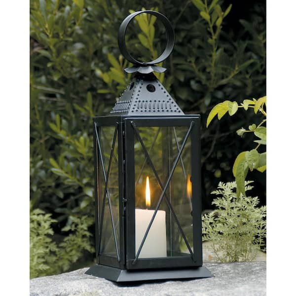 Lombard Indoor/Outdoor Candle Lanterns, Powder Coated Steel Frame &  Tempered Glass Panes, Black, Assorted Set of 3