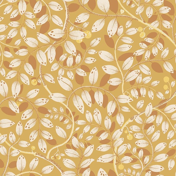 A-Street Prints Kirke Yellow Leafy Vines Wallpaper Sample