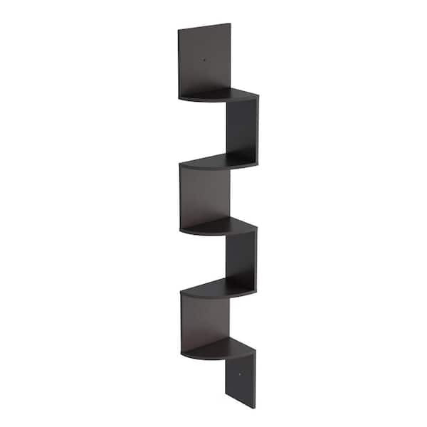 Lavish Home 5-Tier Decorative Floating Corner Wall Shelf in Black