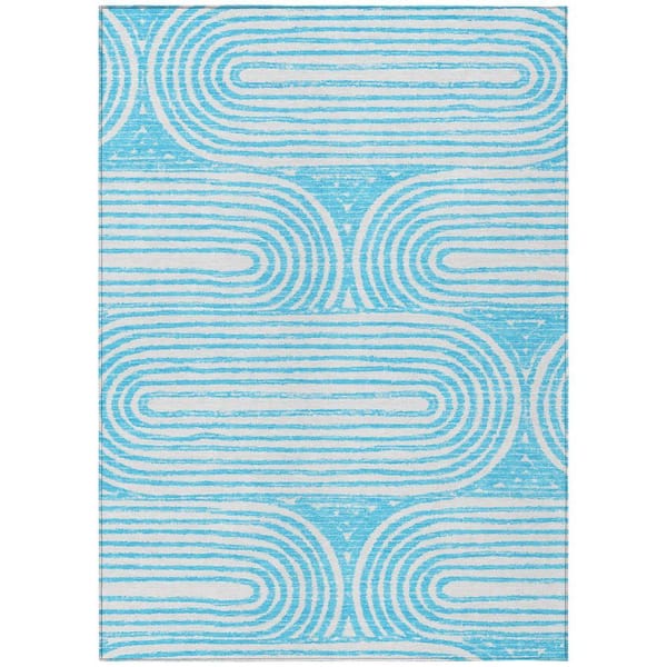 Chantille ACN540 Teal 9 ft. x 12 ft. Machine Washable Indoor/Outdoor Geometric Area Rug