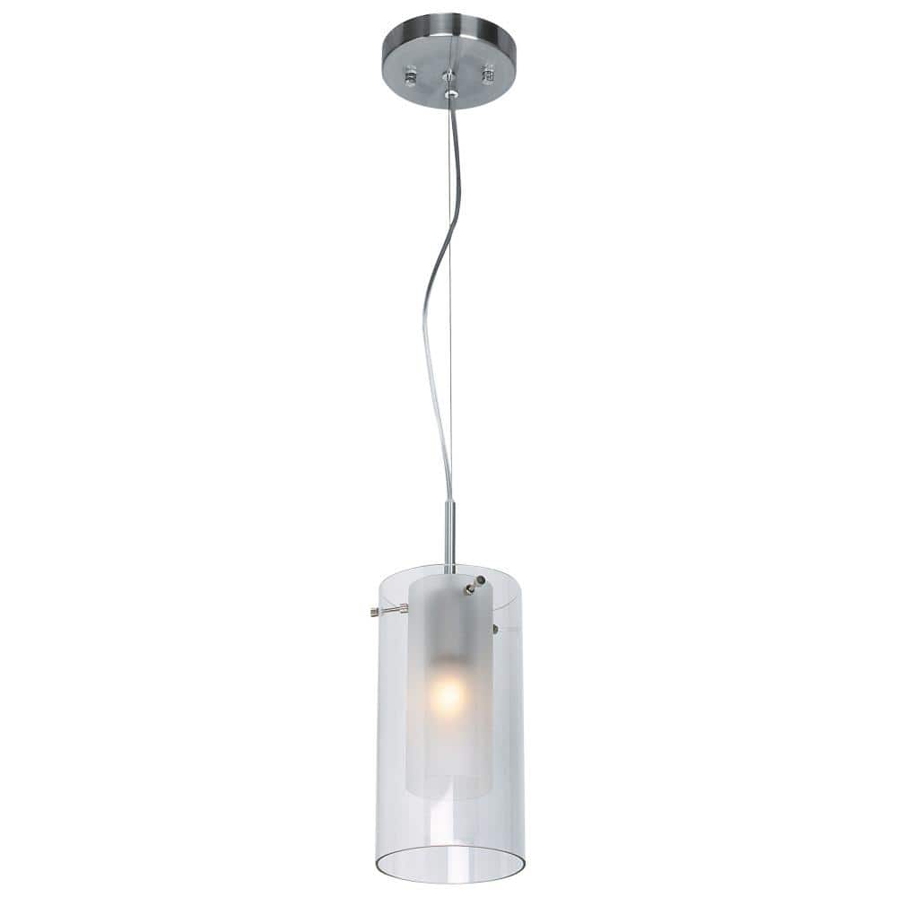 Proteus 1-Light Brushed Steel Shaded Incandescent with Glass Shade