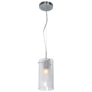 Proteus 1-Light Brushed Steel Shaded Incandescent with Glass Shade