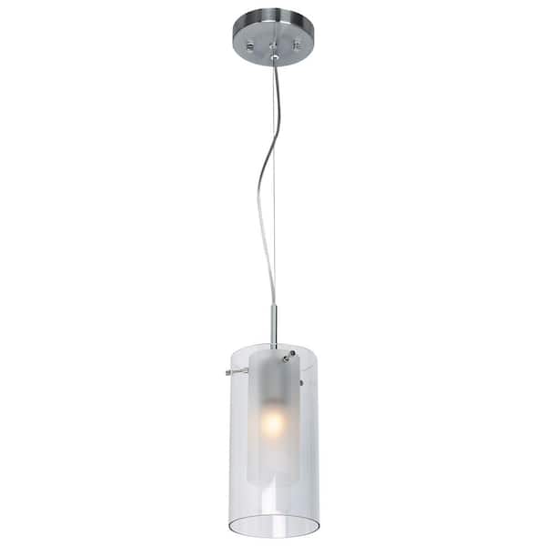 Access Lighting Proteus 1-Light Brushed Steel Shaded Incandescent with Glass Shade