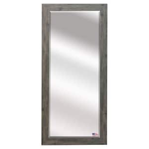 Oversized Gray Wood Beveled Glass Modern Mirror (65.5 in. H X 32 in. W)