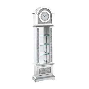 Noralie 1-Drawer Grandfather Clock with LED in Mirrored and Faux Diamonds