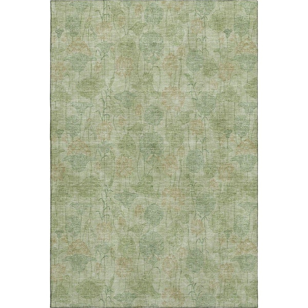 Mayfield Premium Machine Washable Abstract AMF2128 Sage 9 ft. x 12 ft. Area Rug