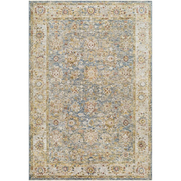 Mona Lisa Sage Traditional Border 9 ft. x 12 ft. Area Rug