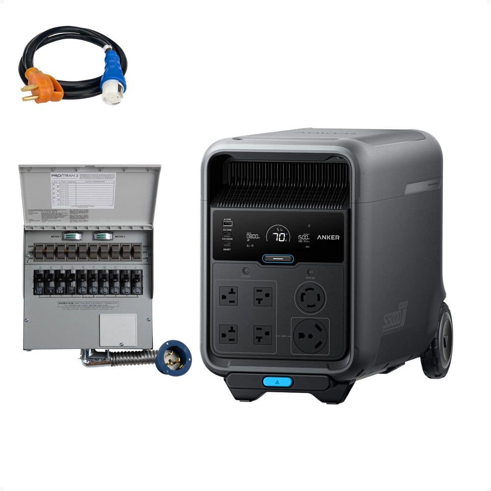 Anker SOLIX S5000 Portable Power Station, 4,500W Solar Generator with 50A Transfer Switch, Push Button Start, Home Backup
