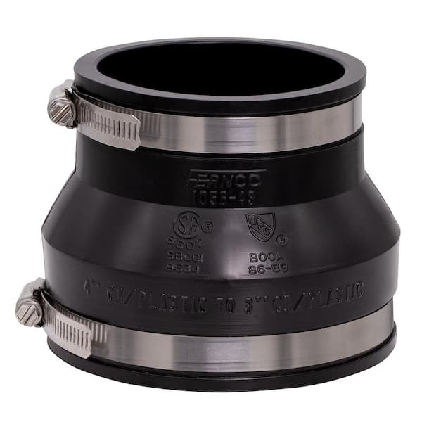 Fernco 4 in. x 3 in. PVC DWV Mechanical Flexible Coupling
