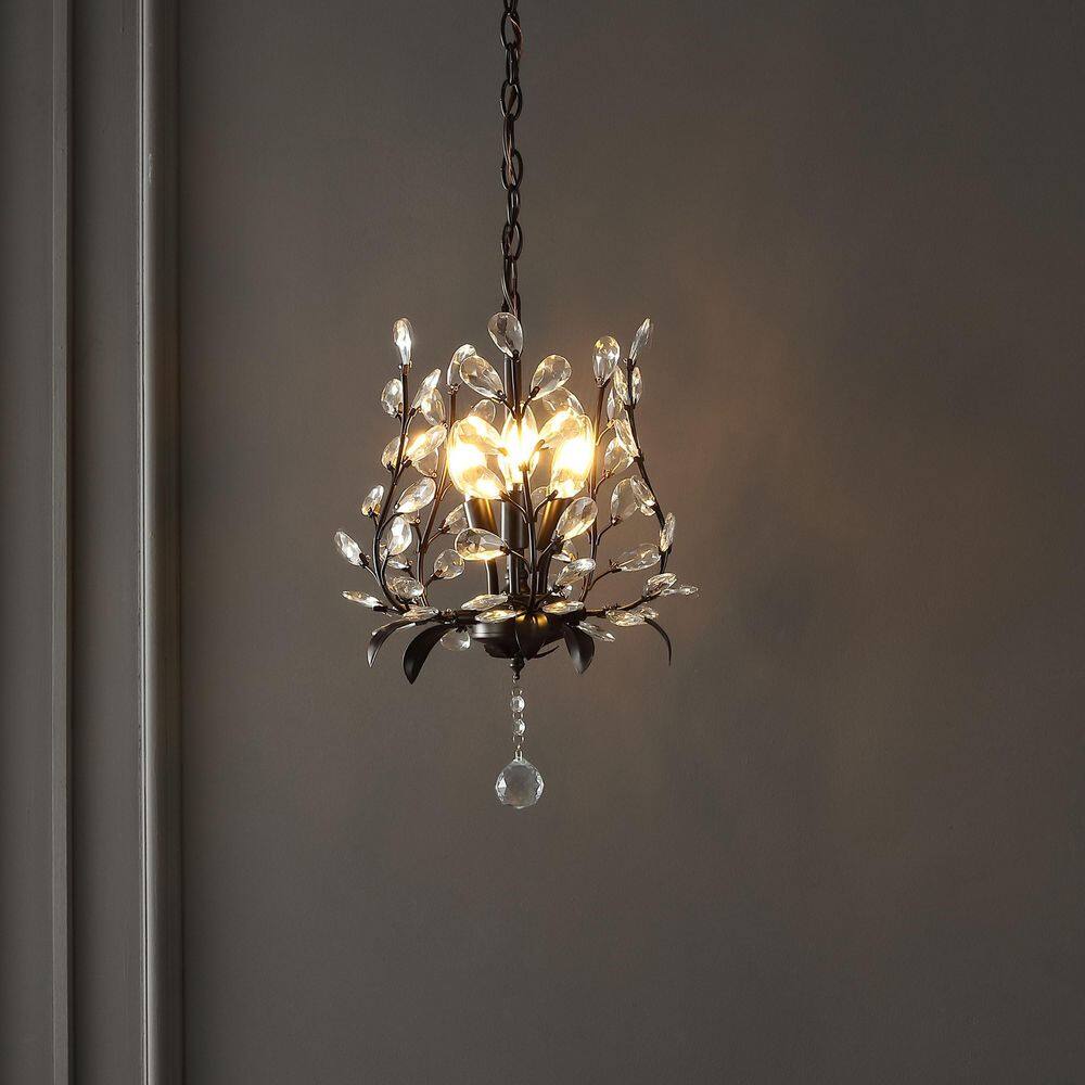 Adoria 12" Oil-Rubbed Bronze Bohemian LED Pendant with Crystal Accents