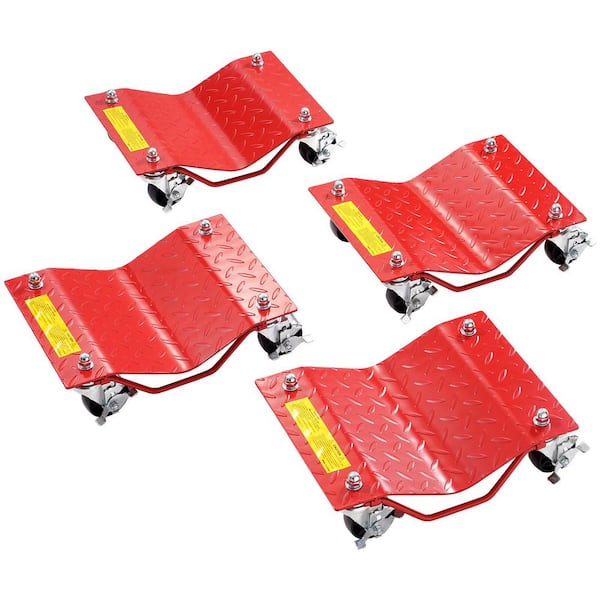 Wheel Dolly, 8000 lbs. Capacity Heavy-Duty Steel Car Mover, Wheel Dolly Car Tire Stake Set with Brakes, Vehicle Cart