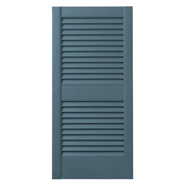 Ply Gem 15 in. x 35 in. Open Louvered Polypropylene Shutters Pair in Coastal Blue