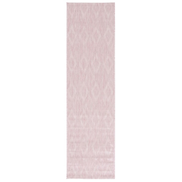 Courtyard Pink 2 ft. x 8 ft. Solid Color Diamond Indoor/Outdoor Runner Rug