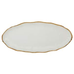 19.5 in. Multi-Colored Porcelain Regency Gold Oval Fish Platter