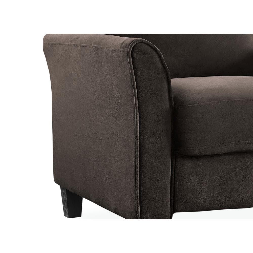 Wesley Coffee Microfiber Loveseat with Curved Arms