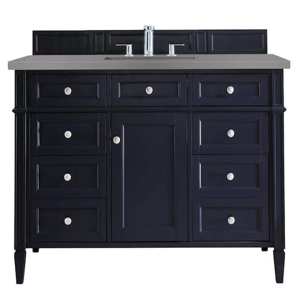 James Martin Vanities Brittany 48 in. W x 23.5 in.D x 34 in. H Single Vanity in Victory Blue with Quartz Top in Grey Expo