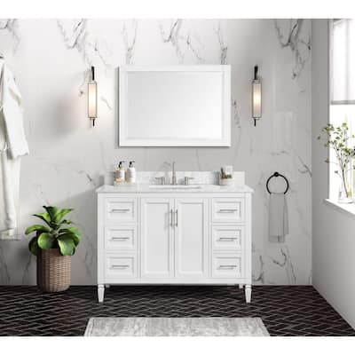 Aurora Blue 37 in. Vanity with Carrara Top