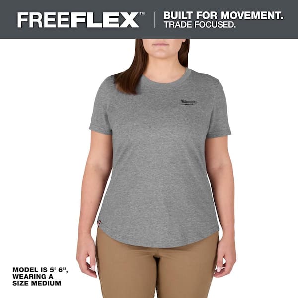 Women's Small Gray FREEFLEX Short Sleeve Hybrid Work T-Shirt