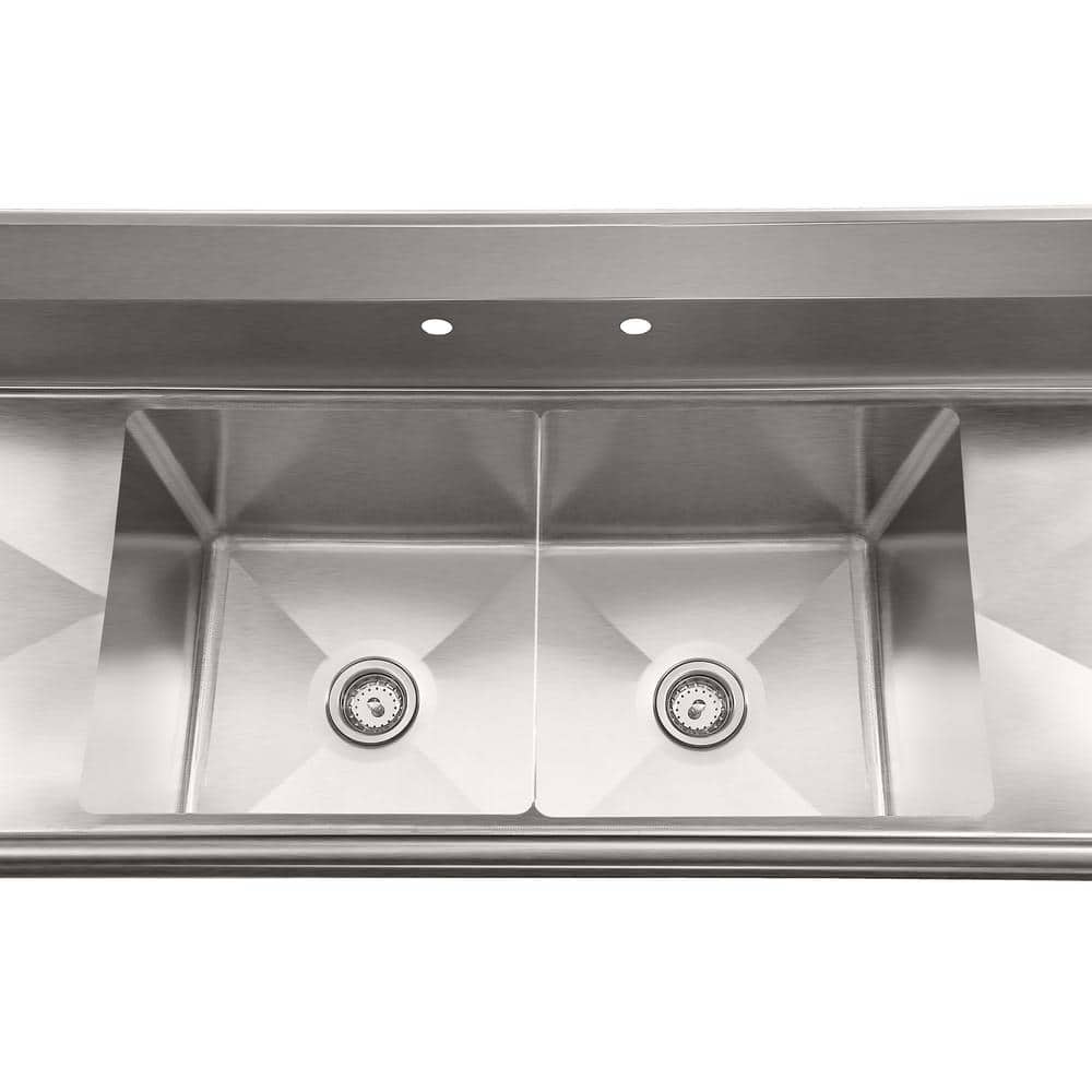 72" Stainless Steel Commercial Sink with Dual Drainboards