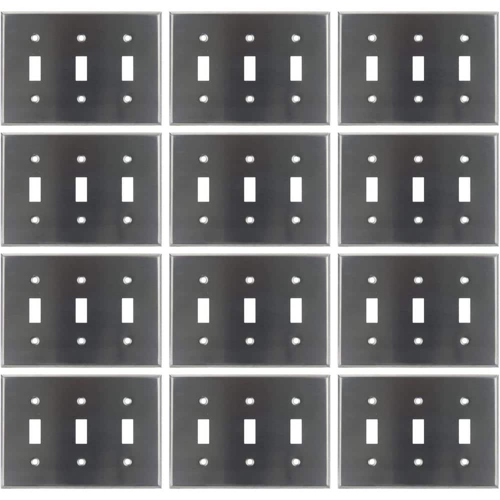 Steel 3-Gang Toggle Switch Plate with Matching Screws