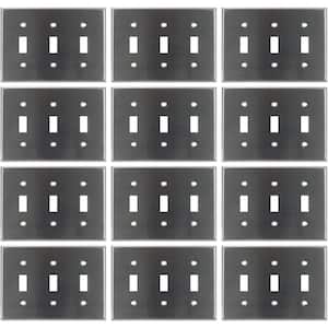 3-Gang Silver 1-Toggle/1-Switch UL Listed Plastic Switch Wall Plate (12-Pack)