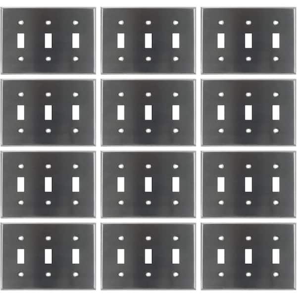 Sunlite 3-Gang Silver 1-Toggle/1-Switch UL Listed Plastic Switch Wall Plate (12-Pack)