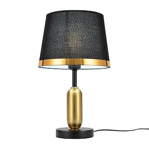 16.53 in. Black Modern Task & Reading Plug-In Table Lamp for Bedroom Living Room with Cloth Shade