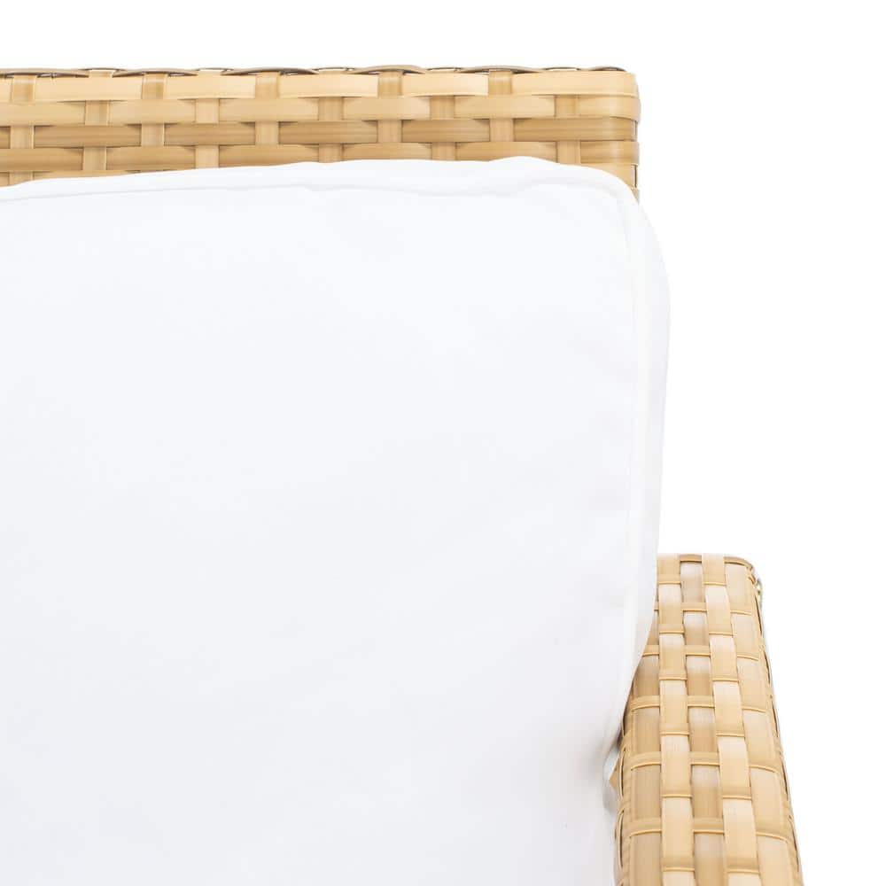 Garnen Natural Wicker 4-Piece Patio Set with White Cushions